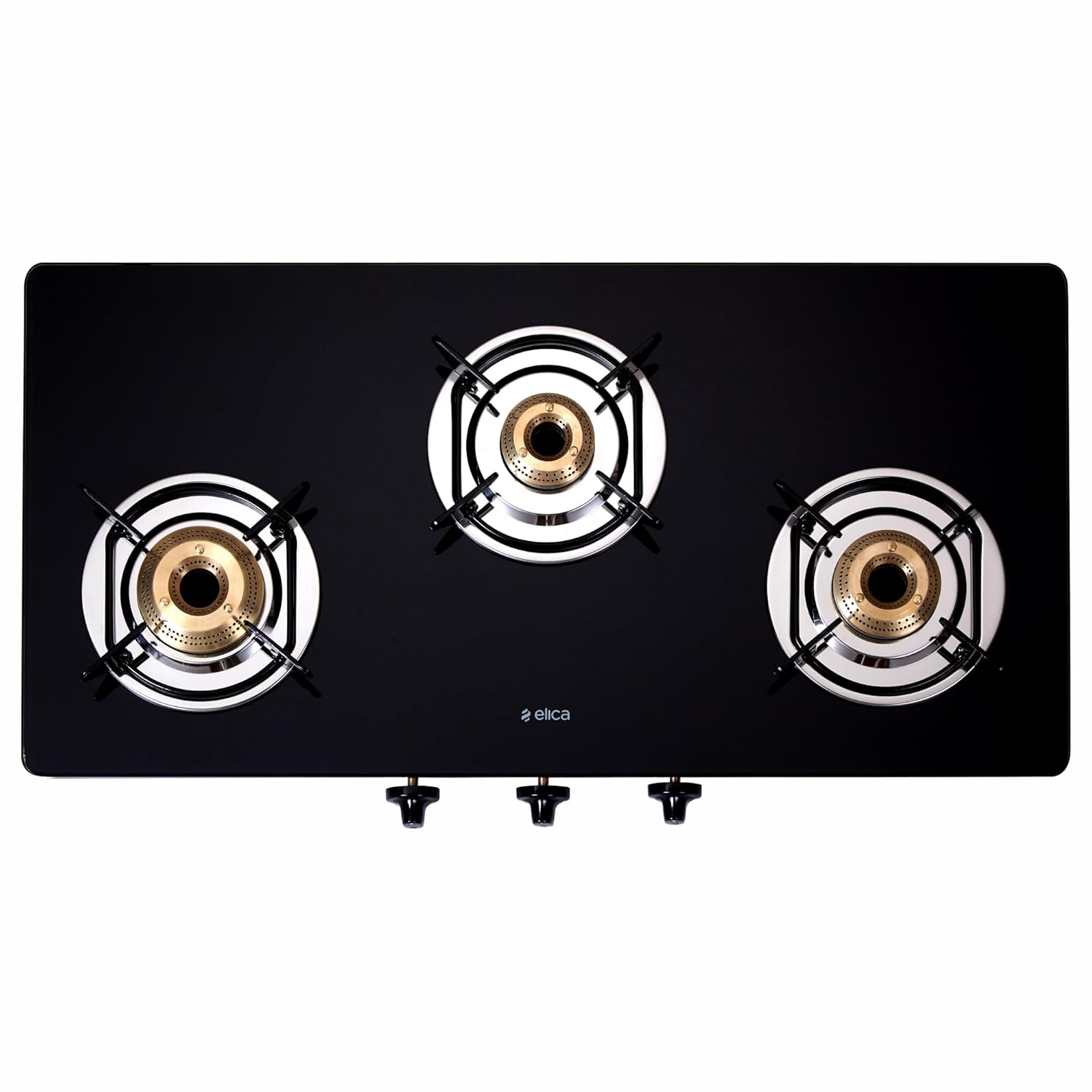 Elica 3 Burner Gas Stove with Toughened Glass Top 773 CT VETRO (DT AI SERIES)