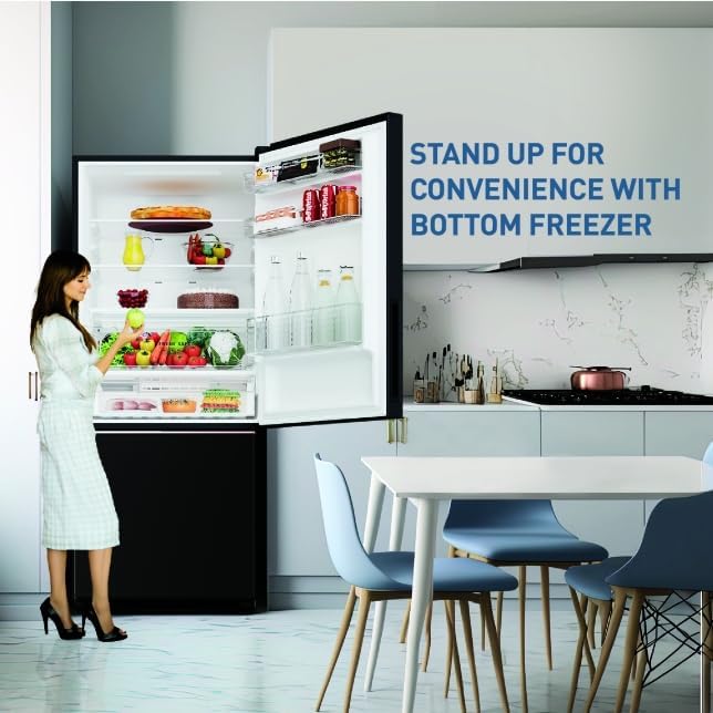 Panasonic NR-BK468BQKX 401L Frost-Free Double Door Bottom Mount Refrigerator, Black