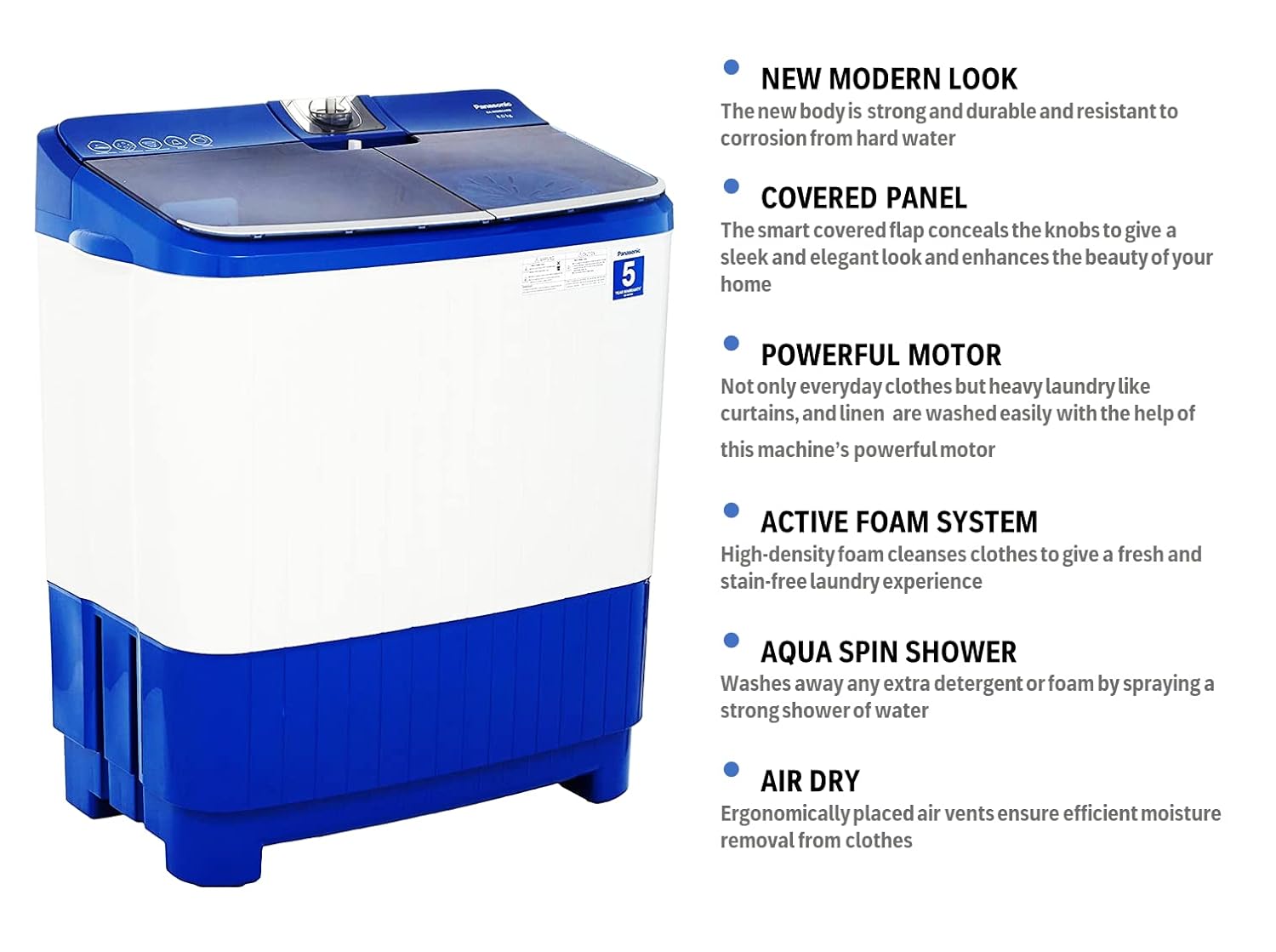 Panasonic 7 kg Semi Automatic Machine in Blu and White NA-W70L7ANP