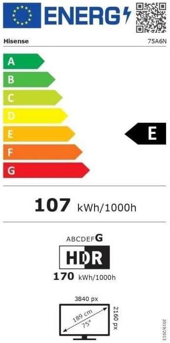Hisense 75A6N UHD 4K VIDAA Smart TV 75"