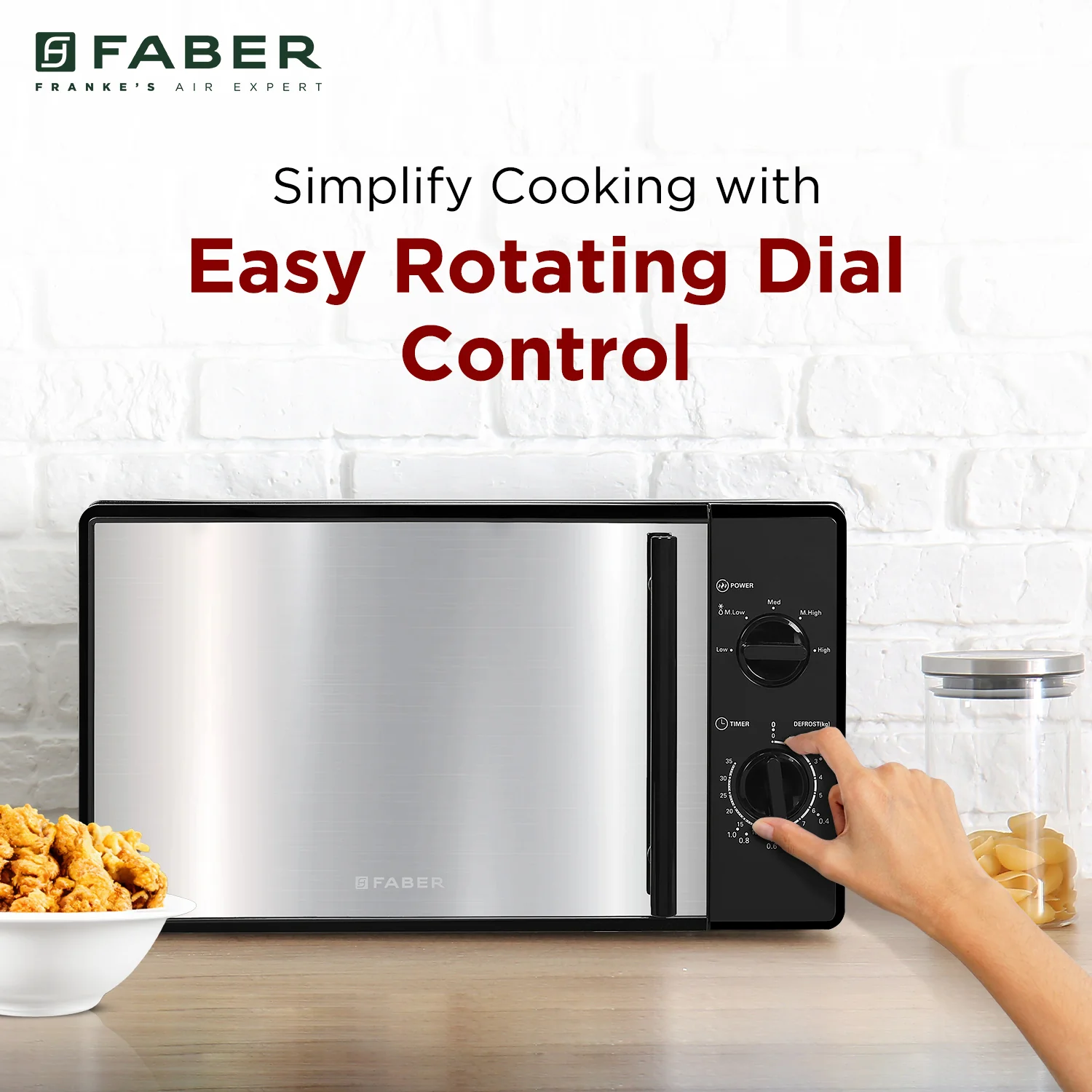 Faber Microwave Oven-Stand Alone FMW Instacook 20_S, 20 Ltr, 10 Auto Cook Menus - Black Finish