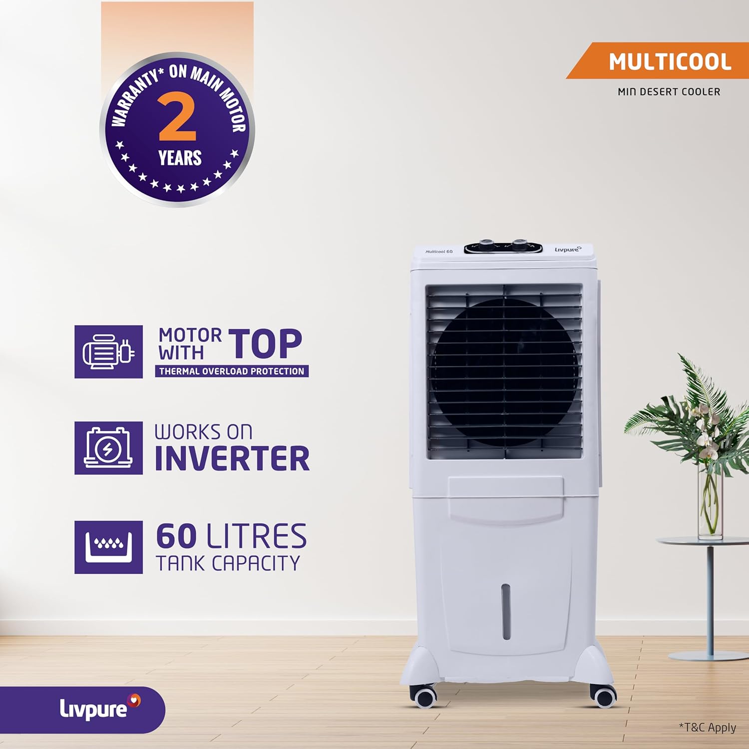 LIVPURE MULTICOOL 60 L MINI DESERT AIR COOLER (MC60LD)