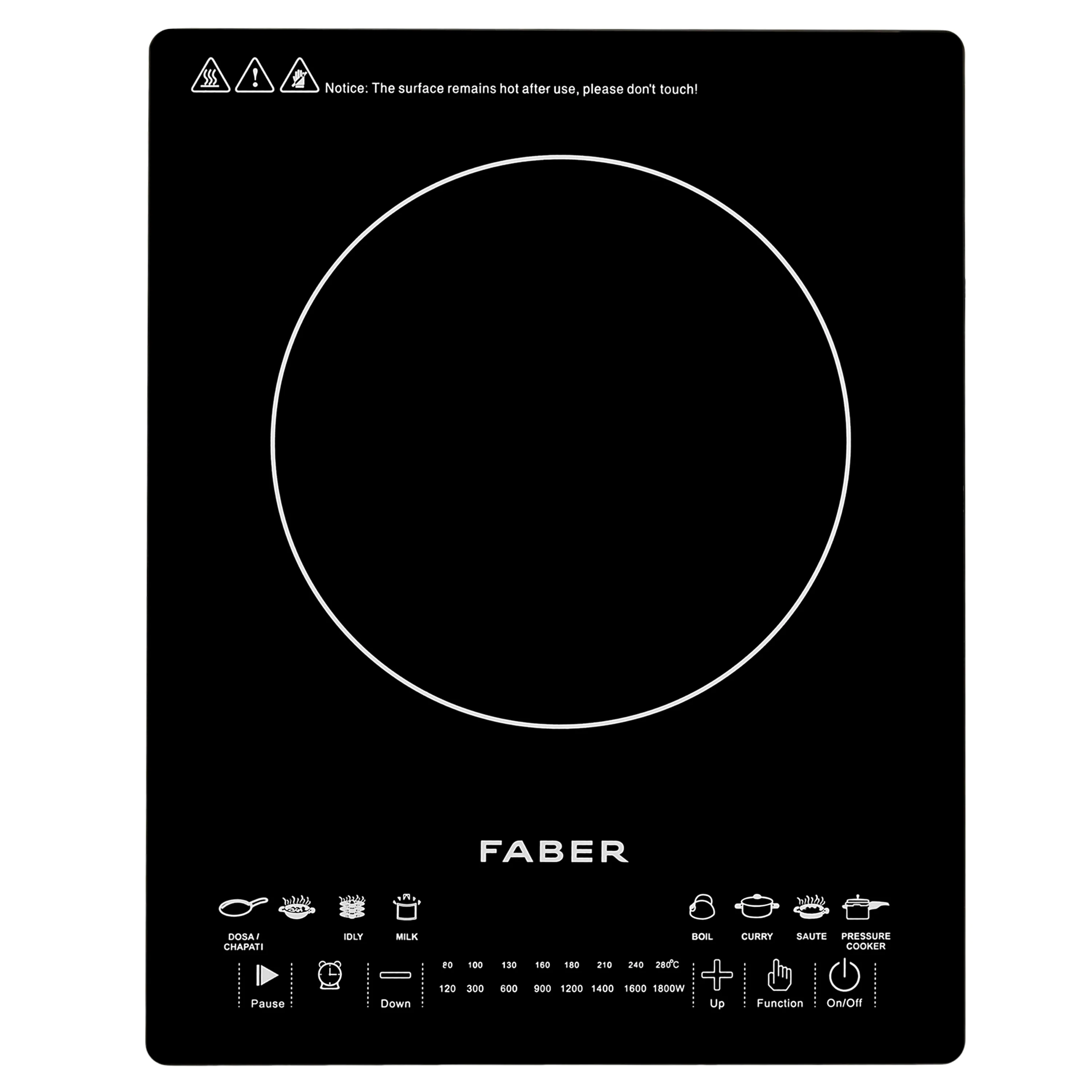 Faber Induction FIP REMO BK with auto pan detection, Overheating Protection - Black Crystal Glass