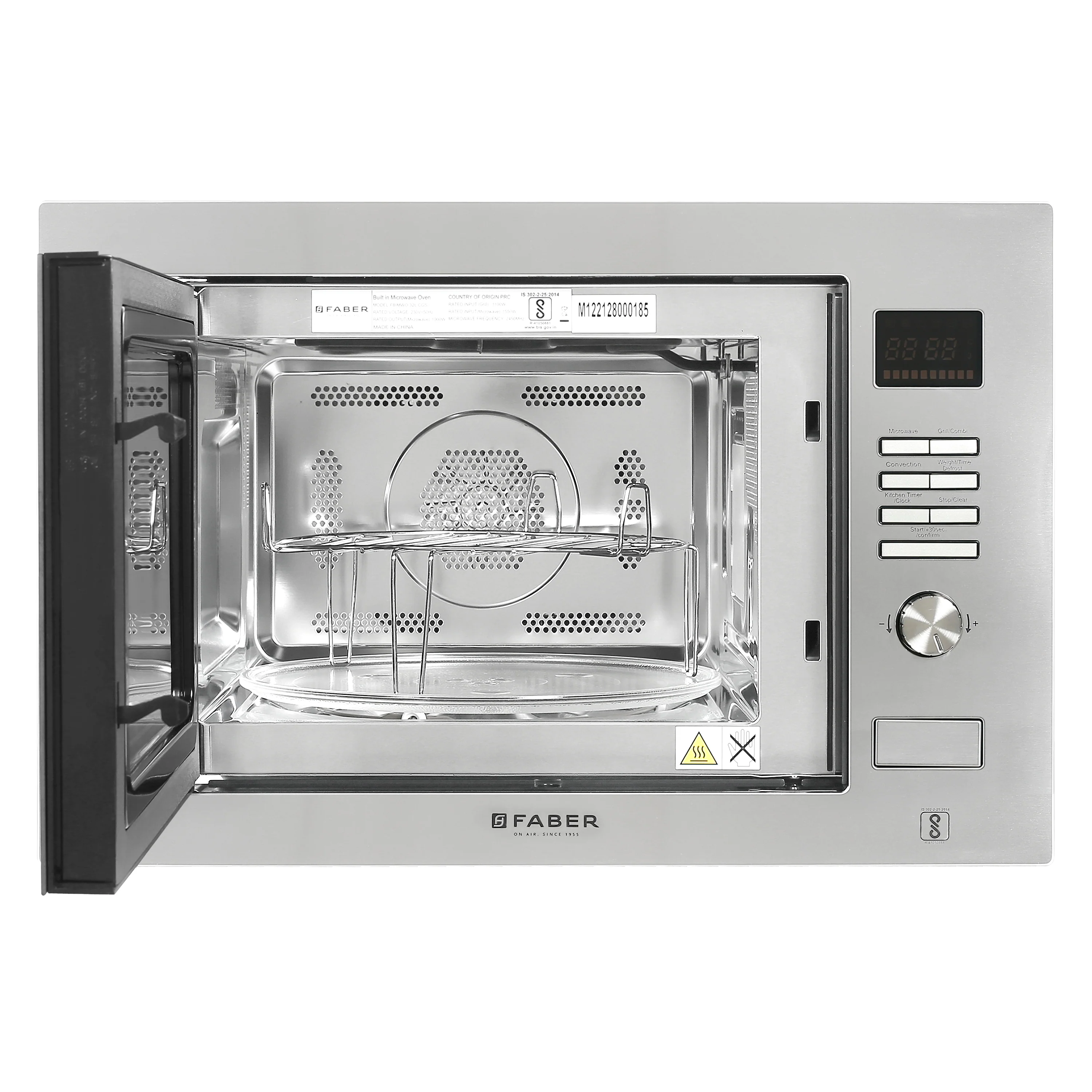 Faber Built-In Microwave Oven FBIMWO 32L CGS, (Grill + Convection), 10 Auto Cook Menus - Stainless Steel Finish