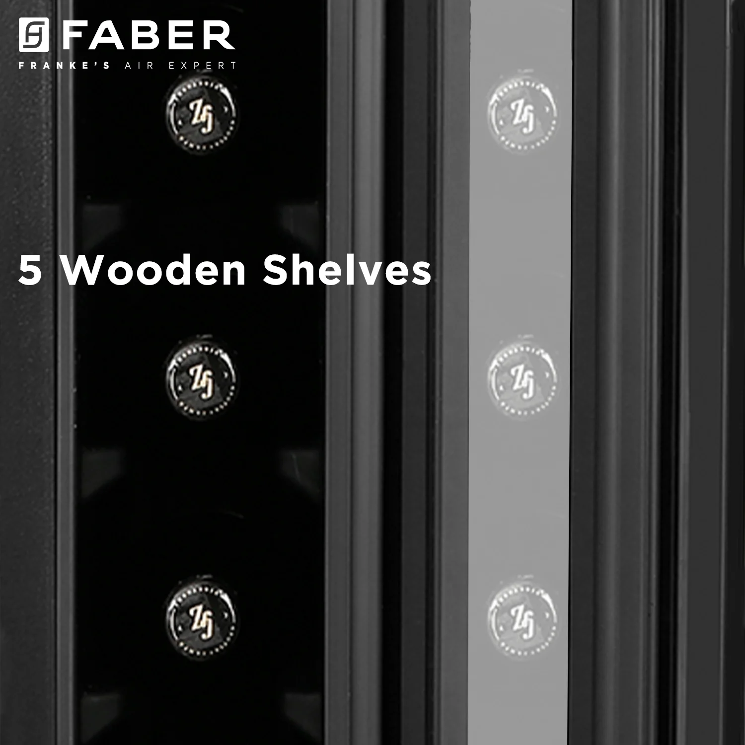 Faber Wine chiller JCF-20, Frost Free system, Tripple Glazed Glass Door, 5 Wooden Door(7 Bottles), Reversible Door