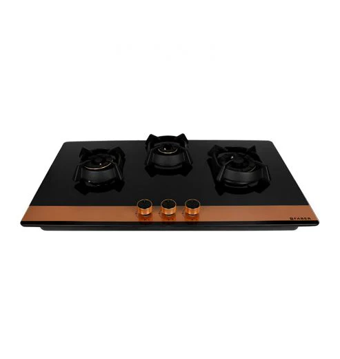 Faber Hob Utopia Pro HT 903 BR CI- 3 Burner, 90cm, Flame Failure Device For Safety, Full Brass Burner, 8mm Black Tempered Glass 
