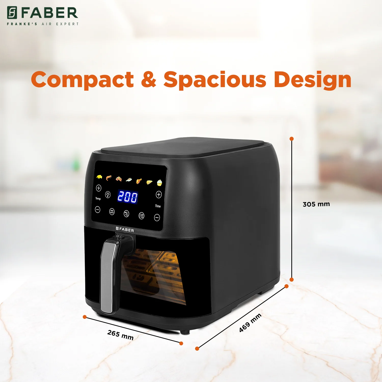 Faber Air Fryer FAF 8L VW DF BK - 8Liter