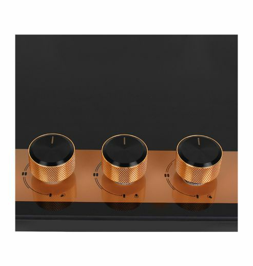 Faber Hob Utopia HT 603 BR CI - 3 Burner, 60cm, Flame Failure Device For Safety, Full Brass Burner, 8mm Black Tempered Glass
