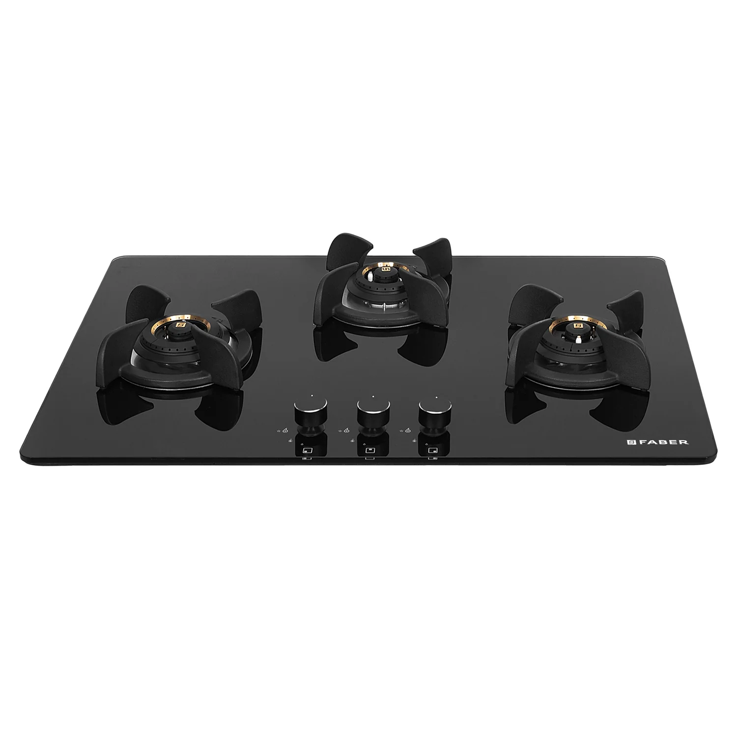 Faber Hob Ultima Plus HT 783 CRS BR CI AI | Top 3 Burner 78cm Toughened Glass, Automatic Electric Hob (Premium Quality Knob, Black)