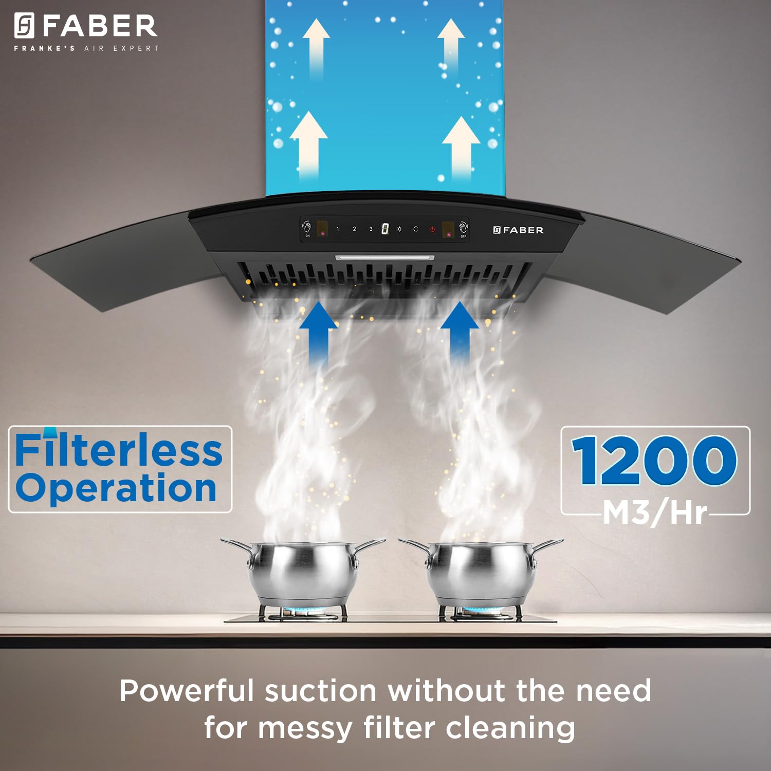 Faber Hood Polo IN HC SC BK 90, Auto Clean, Gesture Control, Filterless 90cm