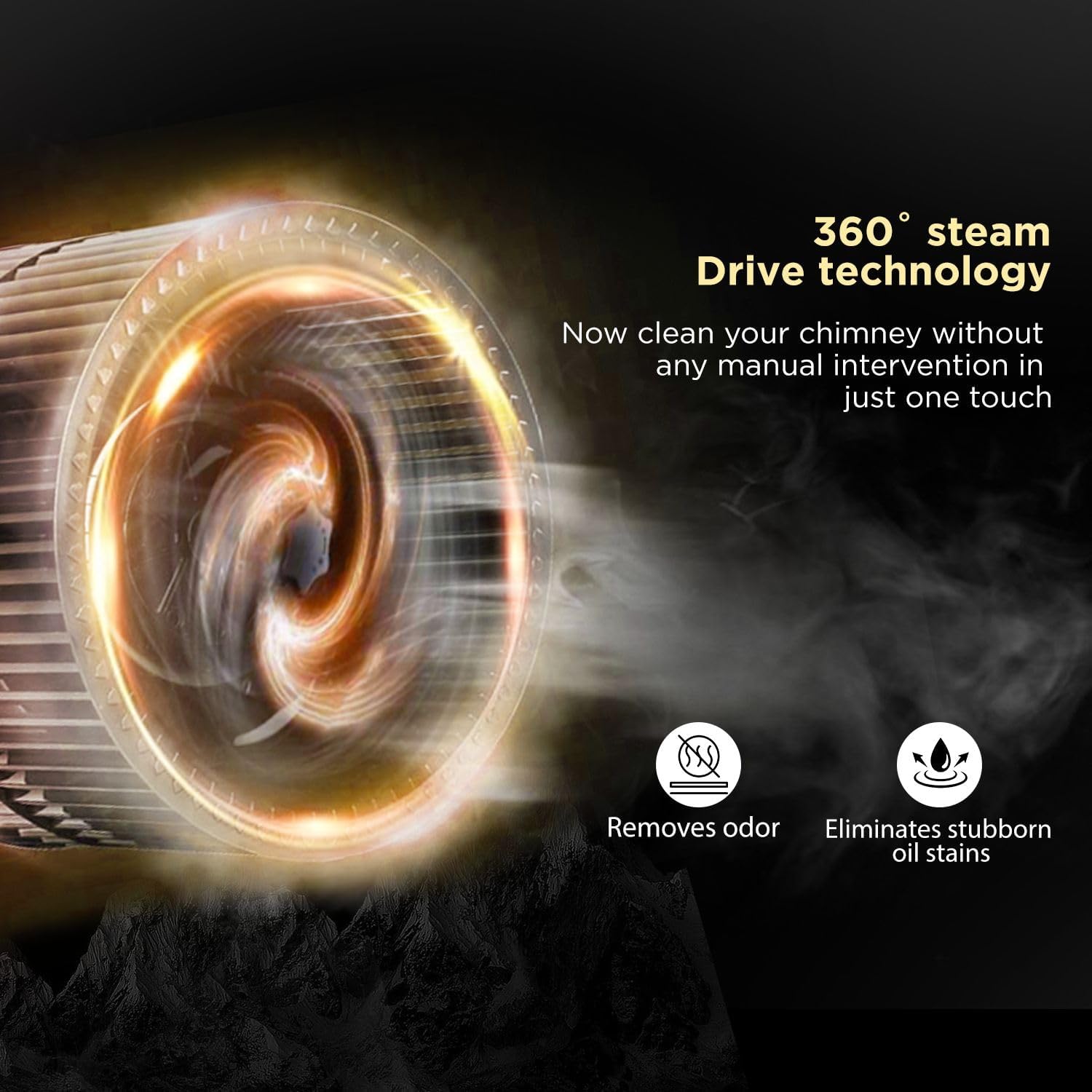 Faber Thunder Storm FL SW SC BK 90, Steam Auto Clean, Flat 90cm