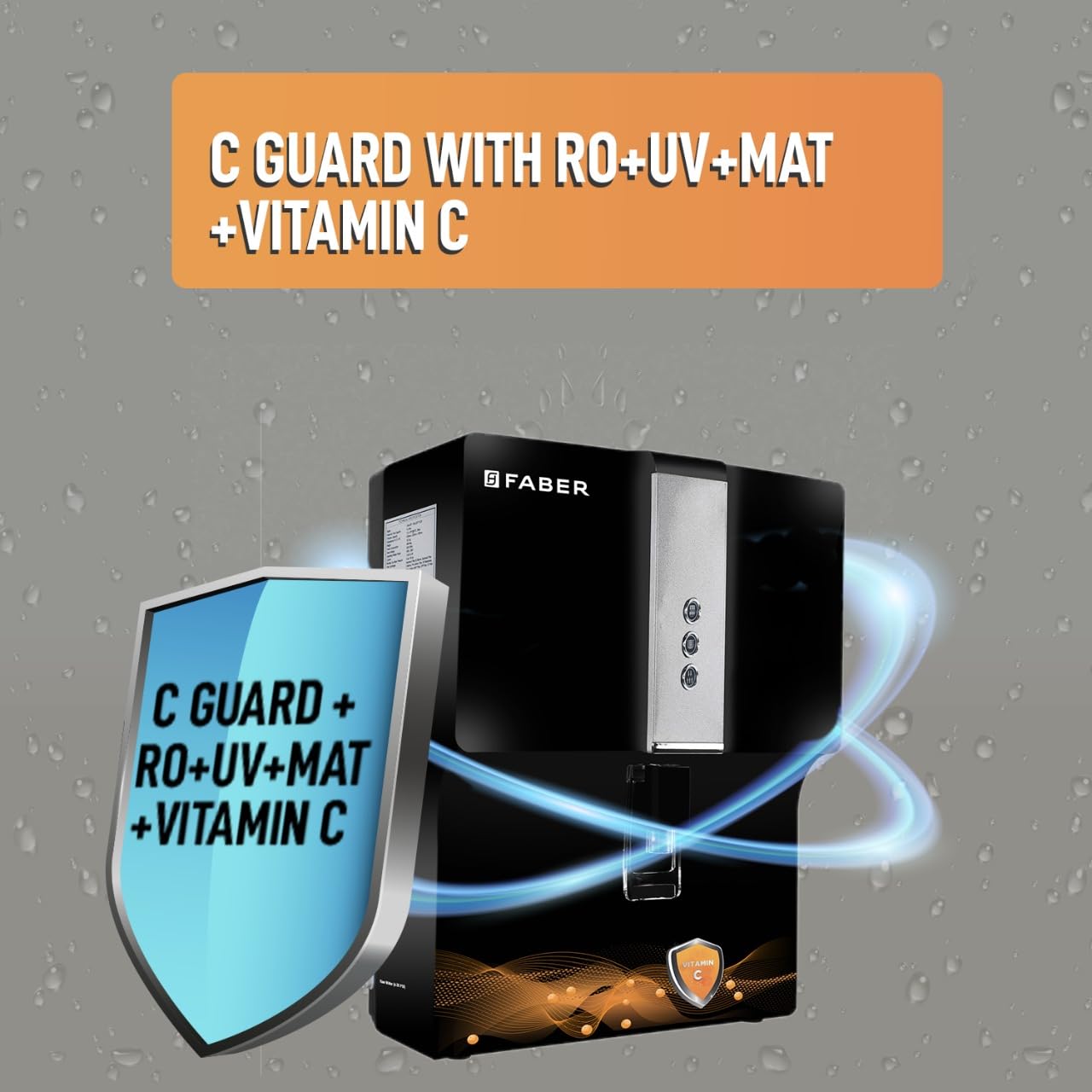 Faber C-Guard Plus RO+UV+MAT+Vit C, 7L  Ro Water Purifier