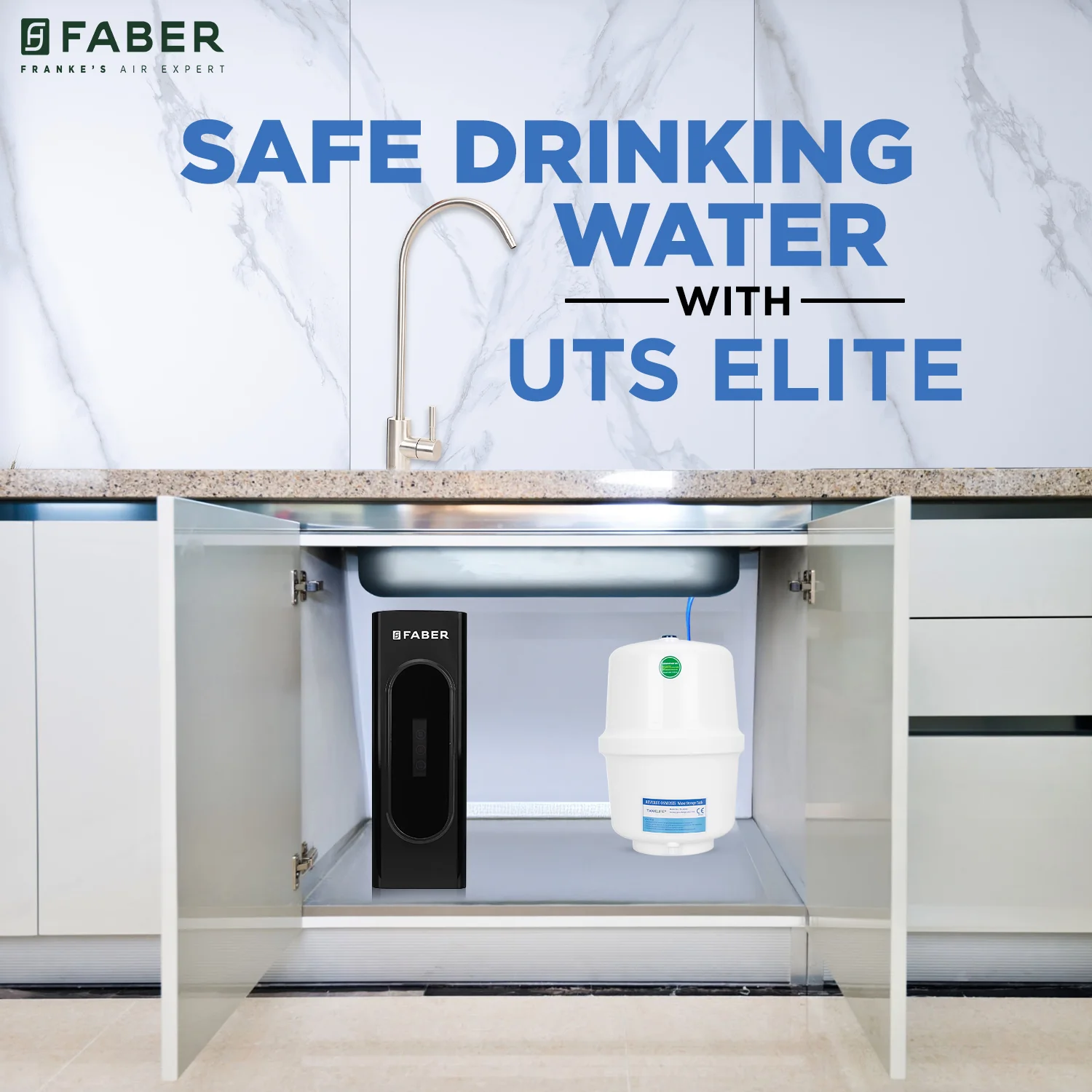 Faber UTS Elite, Under Sink RO+UV+ALKALINE Water Purifier