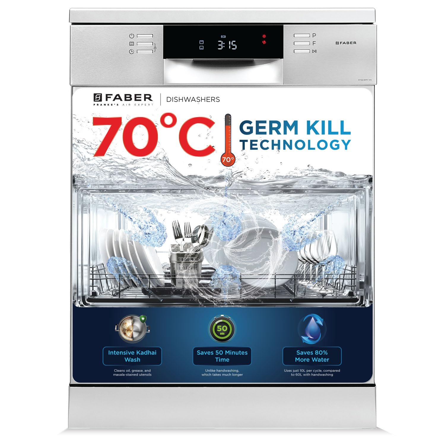 Faber 14 Place Settings Free Standing Dishwasher, FFSD 8PR 14S