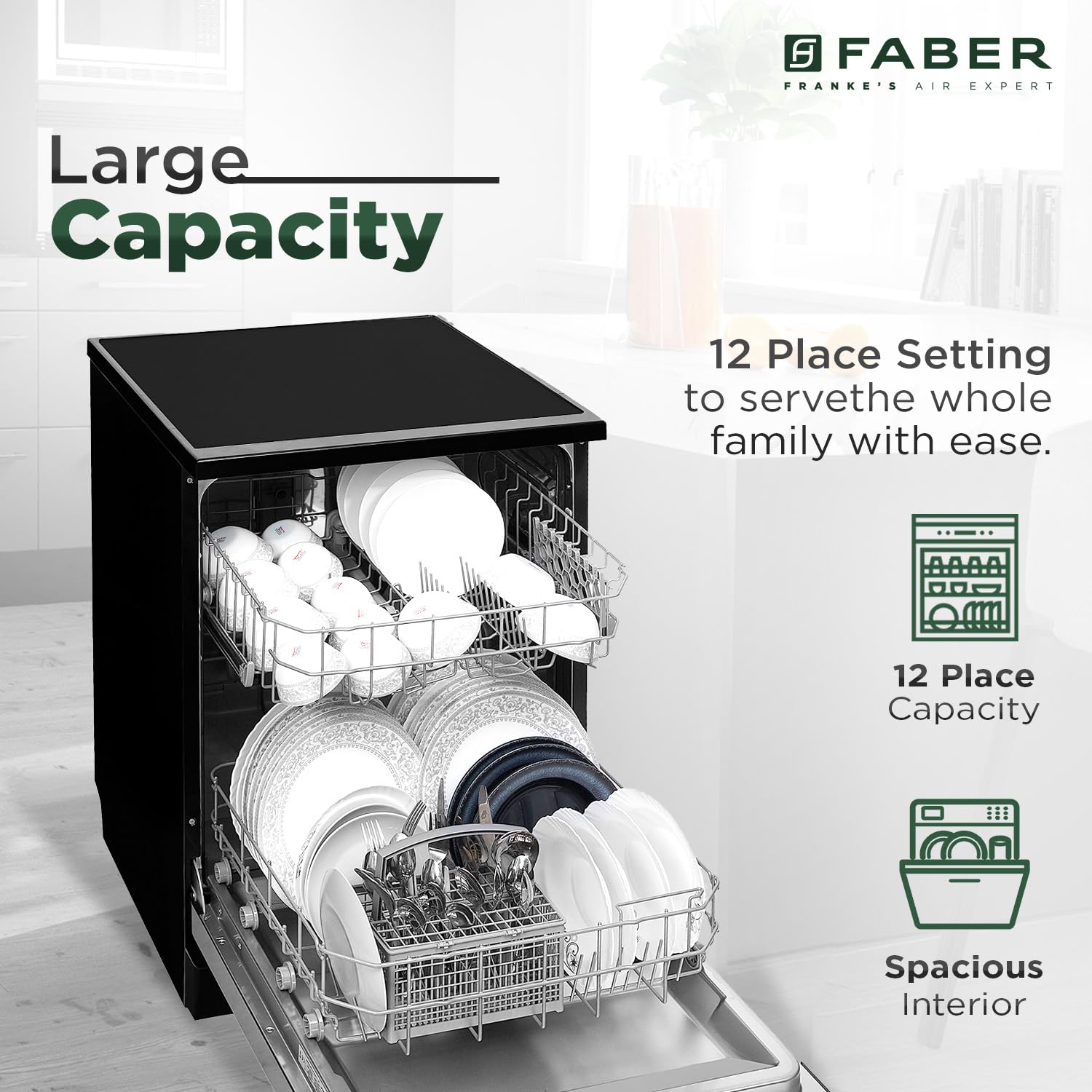 Faber 12 Place Settings Dishwasher FFSD 6PR 12S Neo- Black