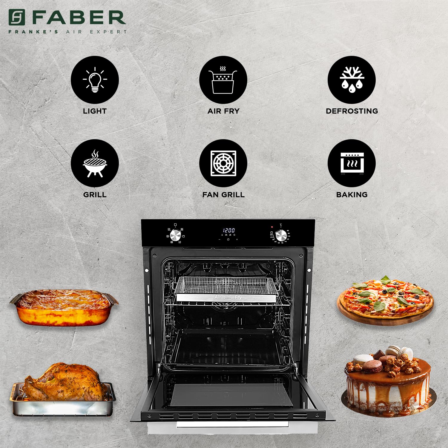 Faber Built In Oven, 83 Litres FBIO 83L 6F AF BK