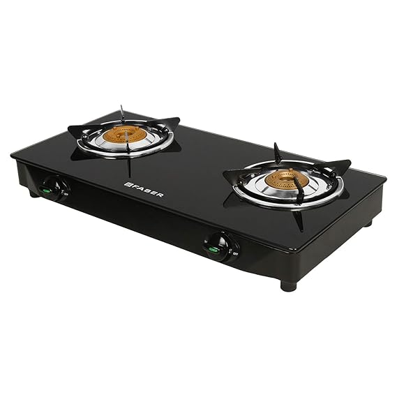 Faber Cooktop Jumbo 2BB BK - 2 Brass Burner, Auto Ignition - Black Glass