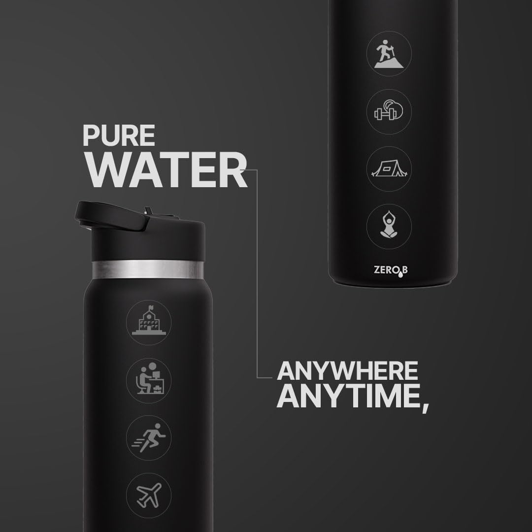 Zero B H2Ohh Portable Water Filter 600ml - Metal Bottle 