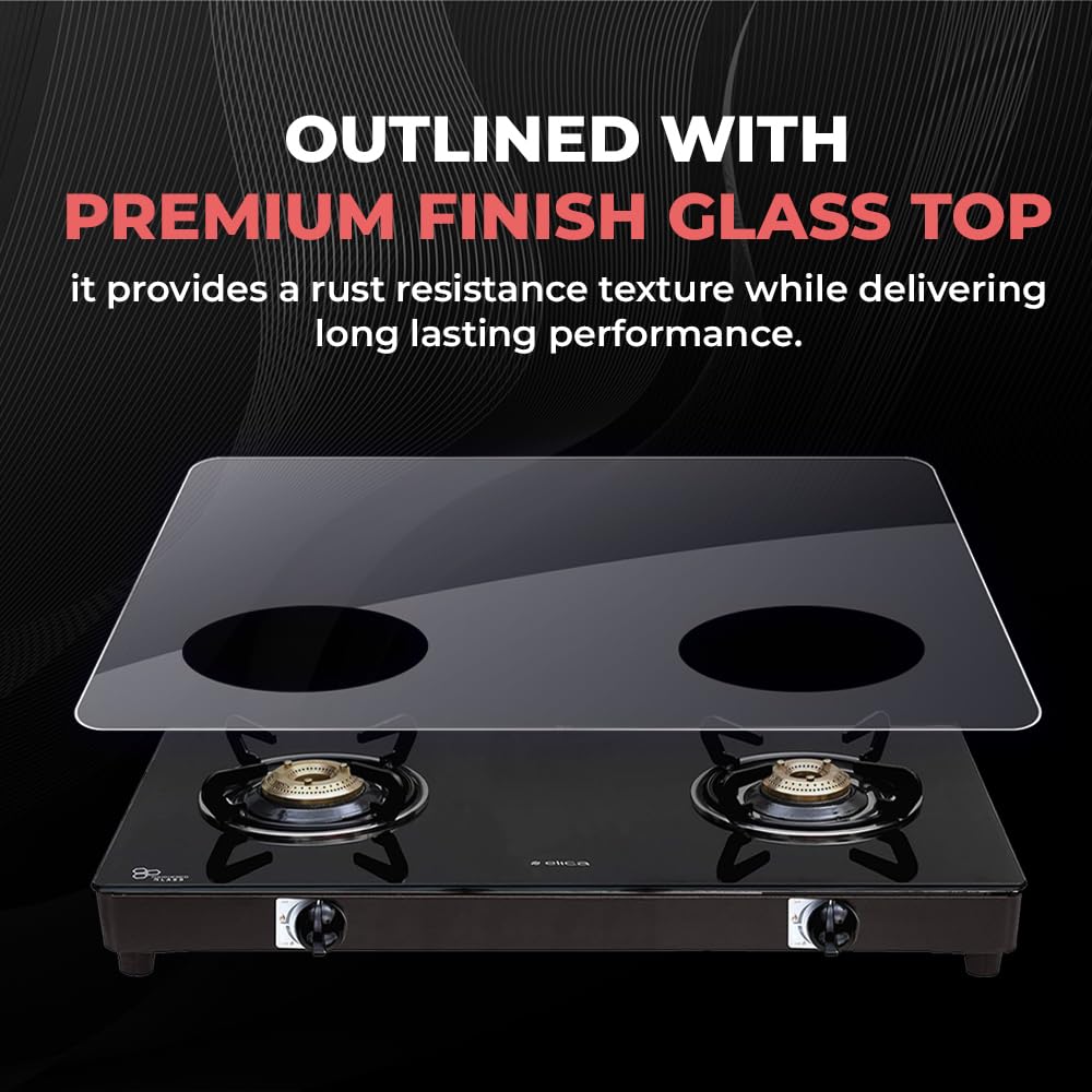 Elica Vetro Glass Top 2 Burner Gas Stove (662 CT Vetro AI)