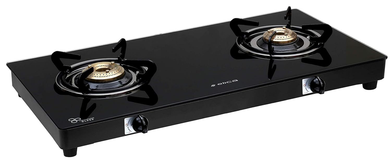 Elica Vetro Glass Top 2 Burner Gas Stove (662 CT Vetro AI)