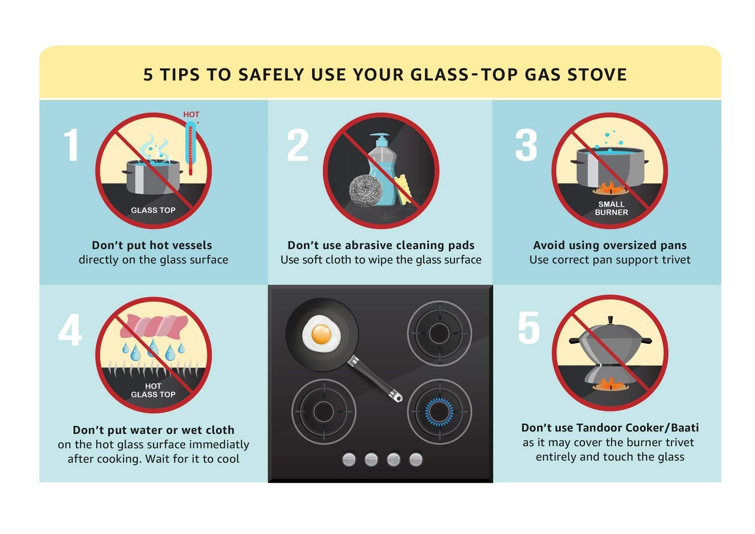 Elica Vetro Glass Top 3 Burner Gas Stove (703 CT VETRO BLK)