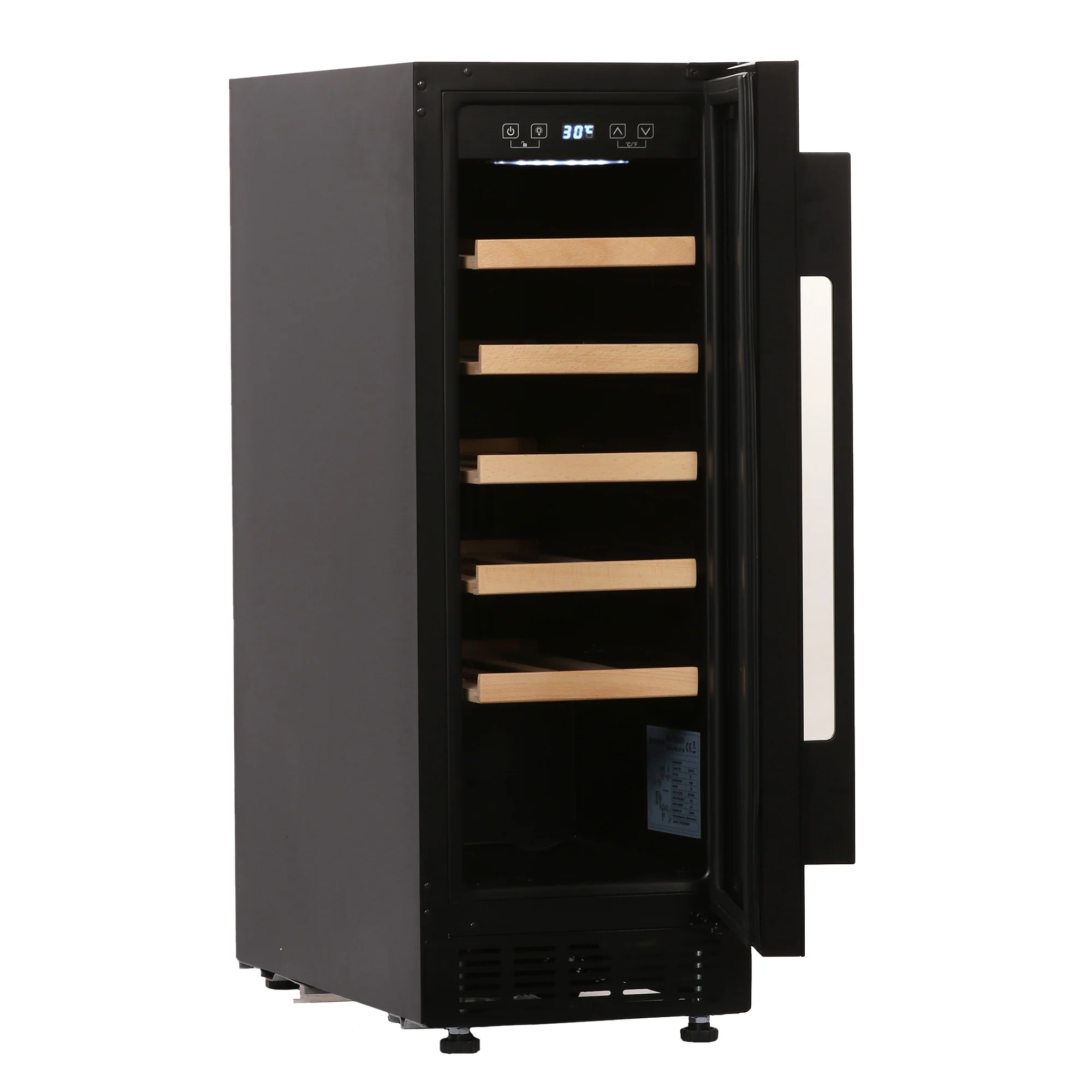 Faber Wine chiller JCF-88, Frost Free system, Tripple Glazed Glass Door, 5 Wooden Door(33 Bottles), Reversible Door