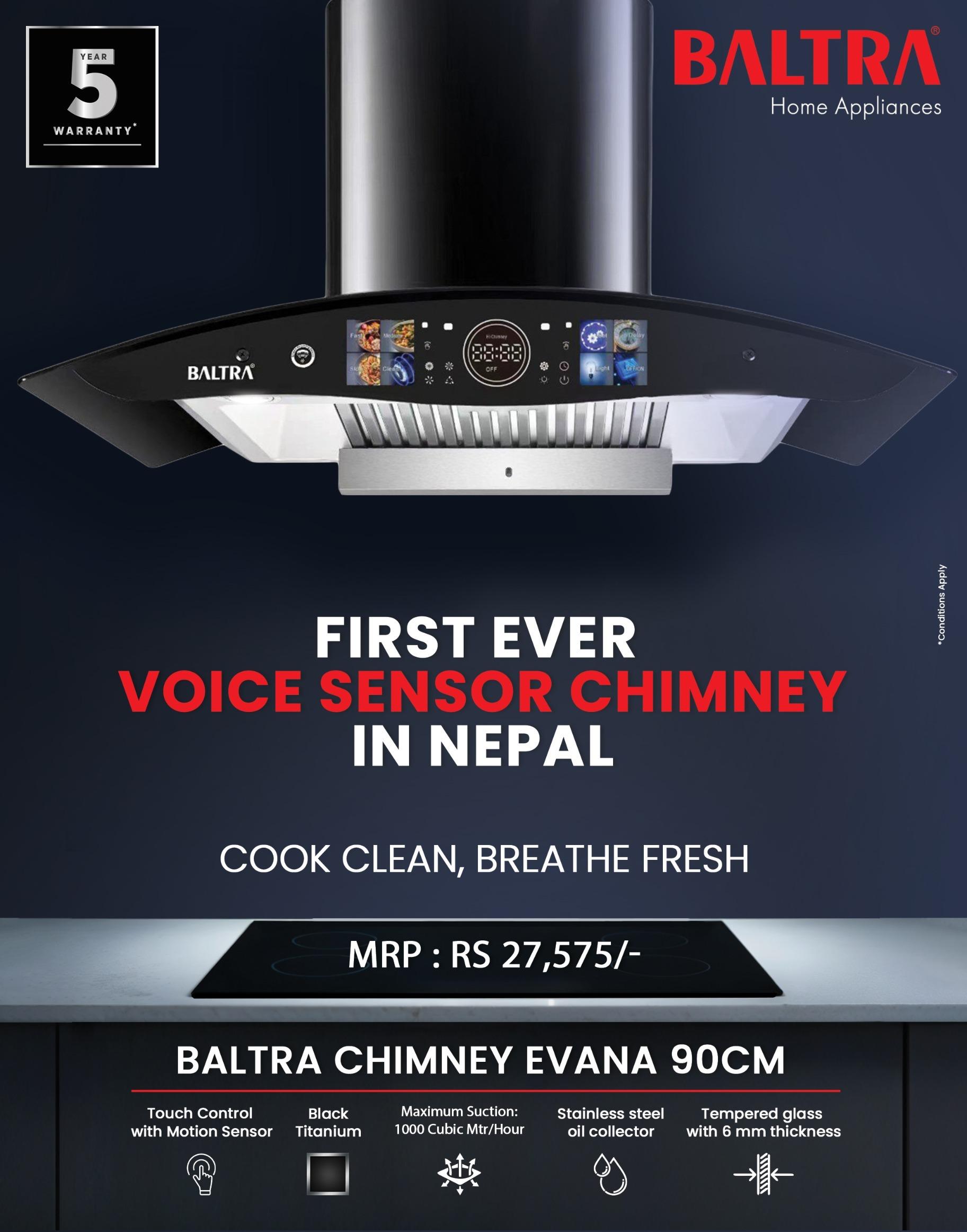 CG Chimney CGCT90FLDC Filterless, Auto Clean,Gesture sensor - 90cm
