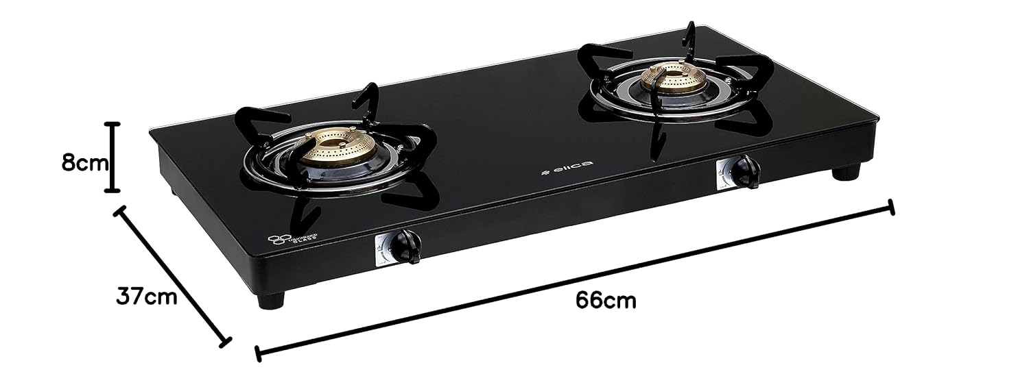 Elica Vetro Glass Top 2 Burner Gas Stove (662 CT Vetro AI)
