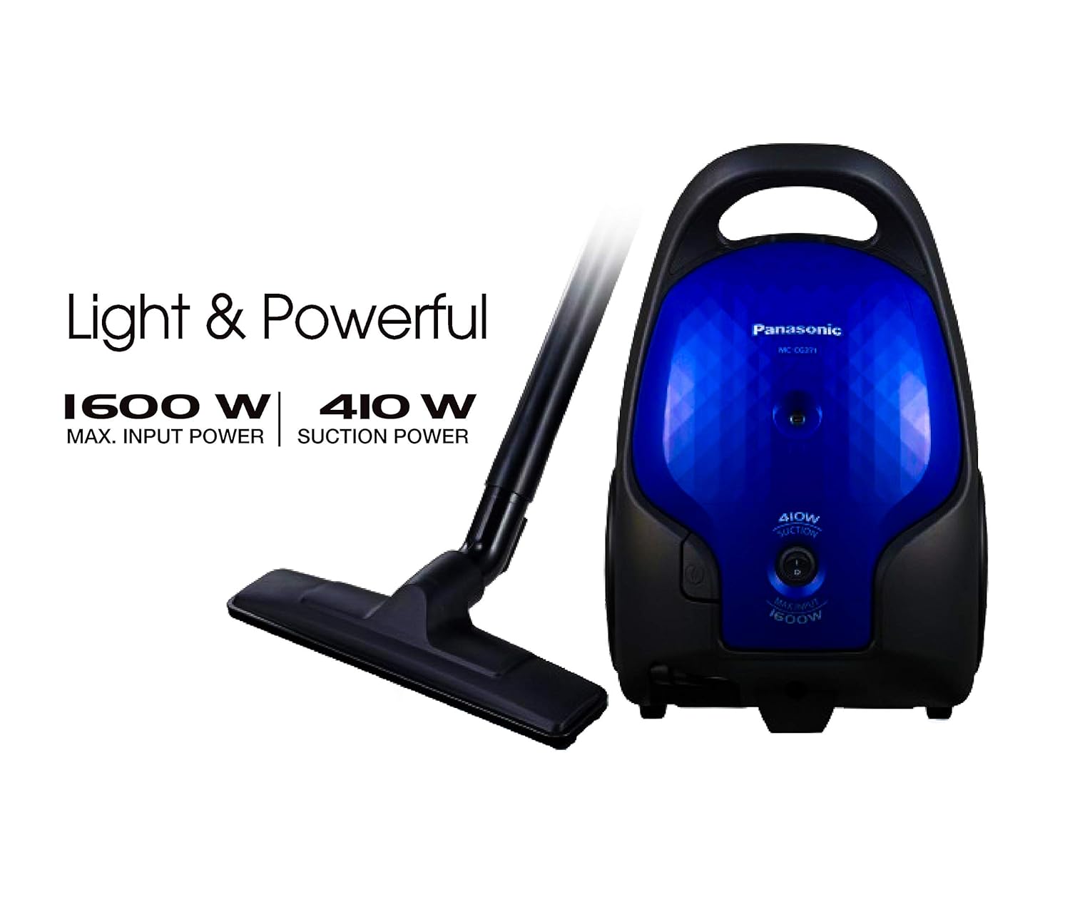 Panasonic Vacuum Cleaner MC-CG371A156 1600W With Bag 1.4L Canister , Blue, Standard