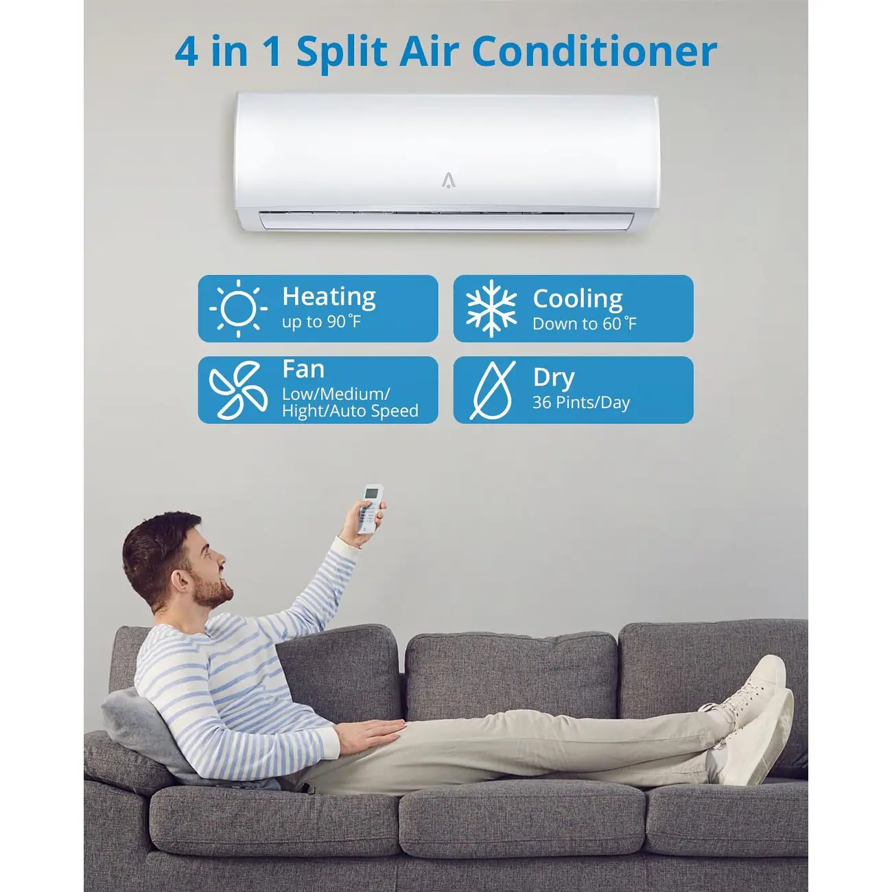 Della 1 Ton Inverter Split Air Conditioner AS-DL12UR4RYRCK02
