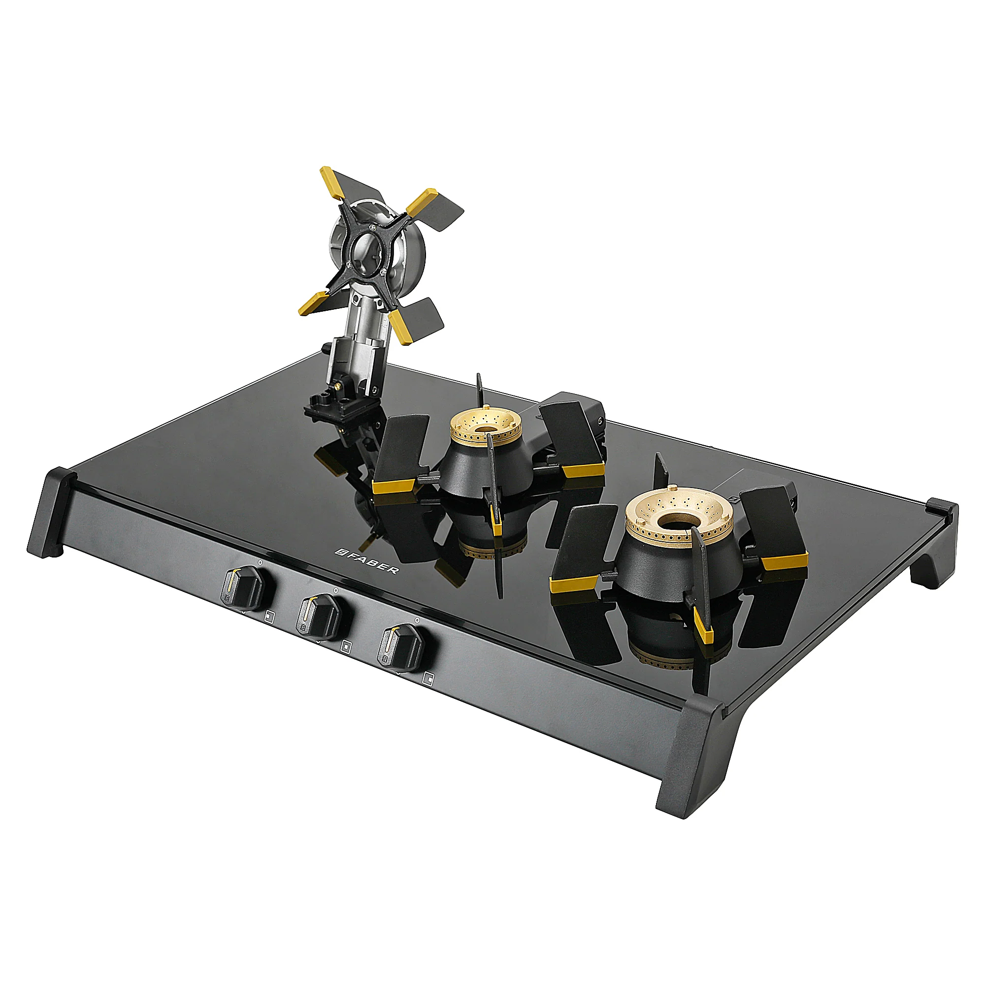 Faber  Cooktop Genius 753 AI BK - 3 Brass Burners, Manual Ignition - Black Matt Finish 