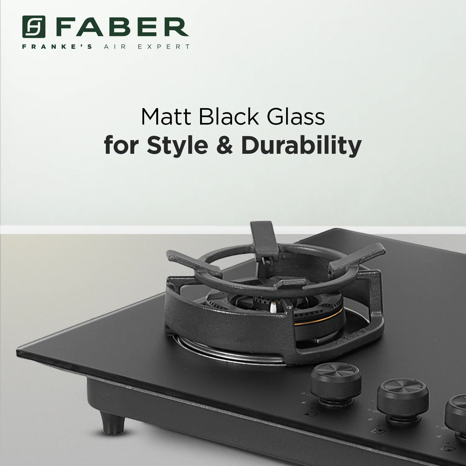 Faber Hob Della HD 783 CI AI- 4 Burner, 78cm, Built-In Auto Electric Ignition, Full Brass Burner, Premium Knob, Matte Glass Finish