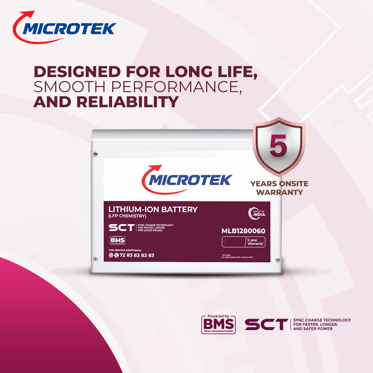 Microtek Lithium Ion Battery MLB1280060 100Ah/12.8V