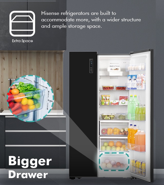 Hisense Refrigerator/ Fridge 564L Black Glass Side by Side (RC-67W)