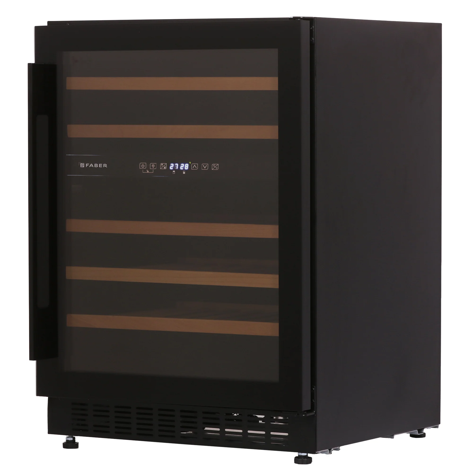 Faber Wine chiller JCF-145S, Frost Free system, Tripple Glazed Glass Door, 5 Wooden Door(46 Bottles), Reversible Door 