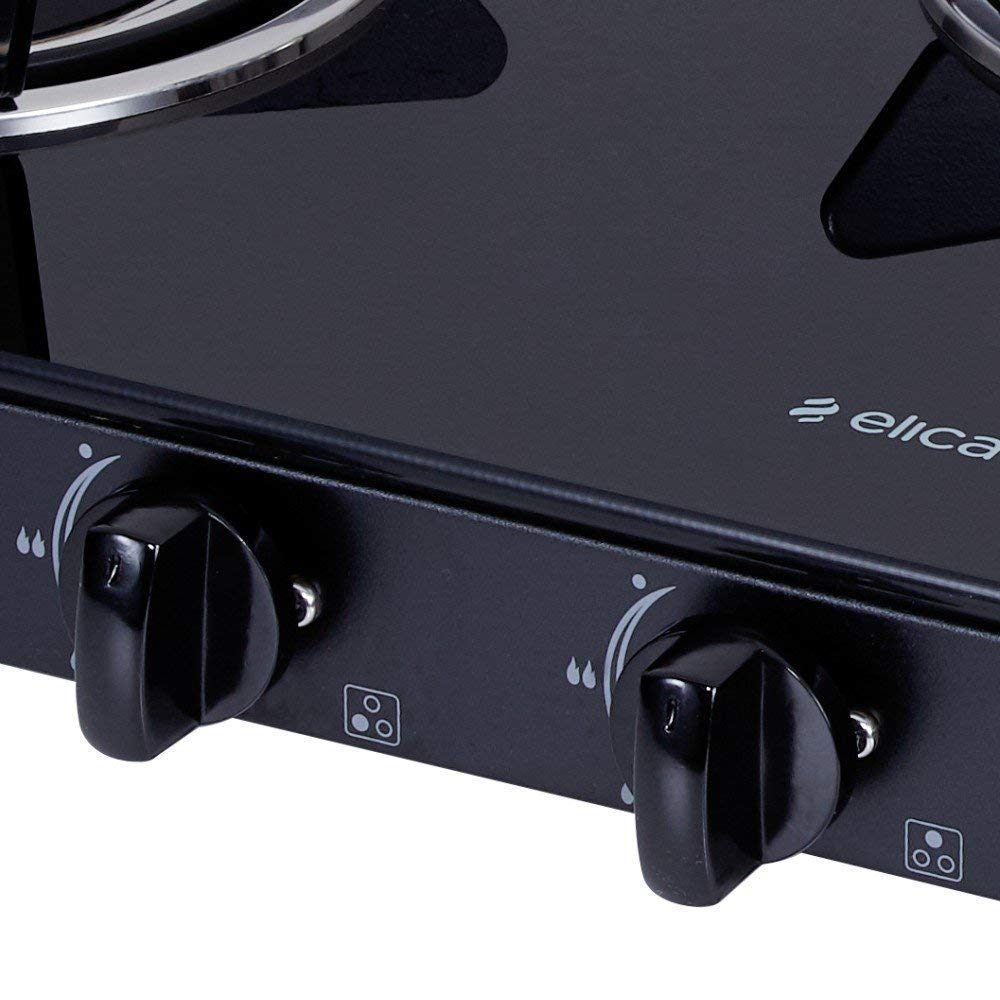 Elica Vetro Glass Top 3 Burner Gas Stove (703 CT VETRO BLK)