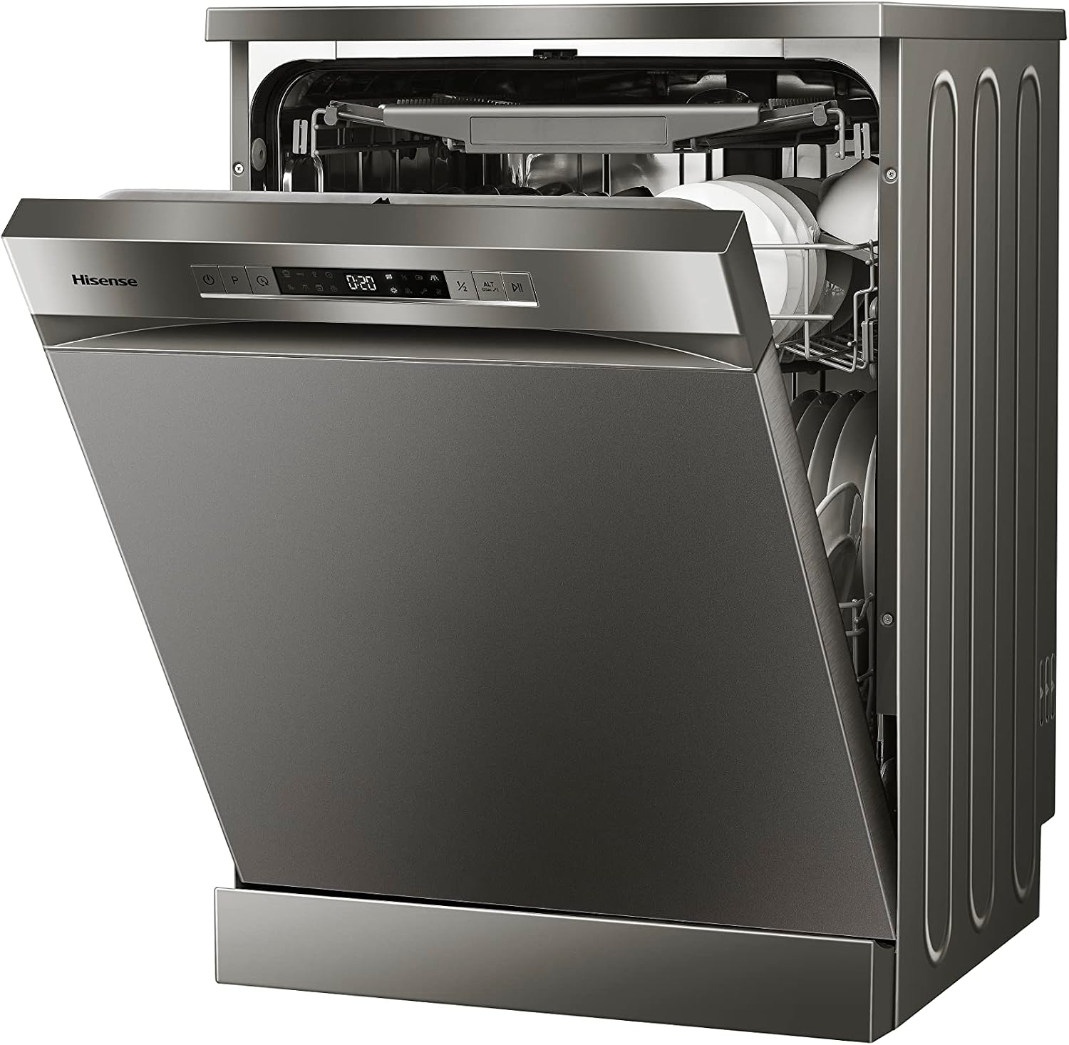 Hisense, 15 Place Setting Free Standing Dishwasher (HS623E90G) - Silver