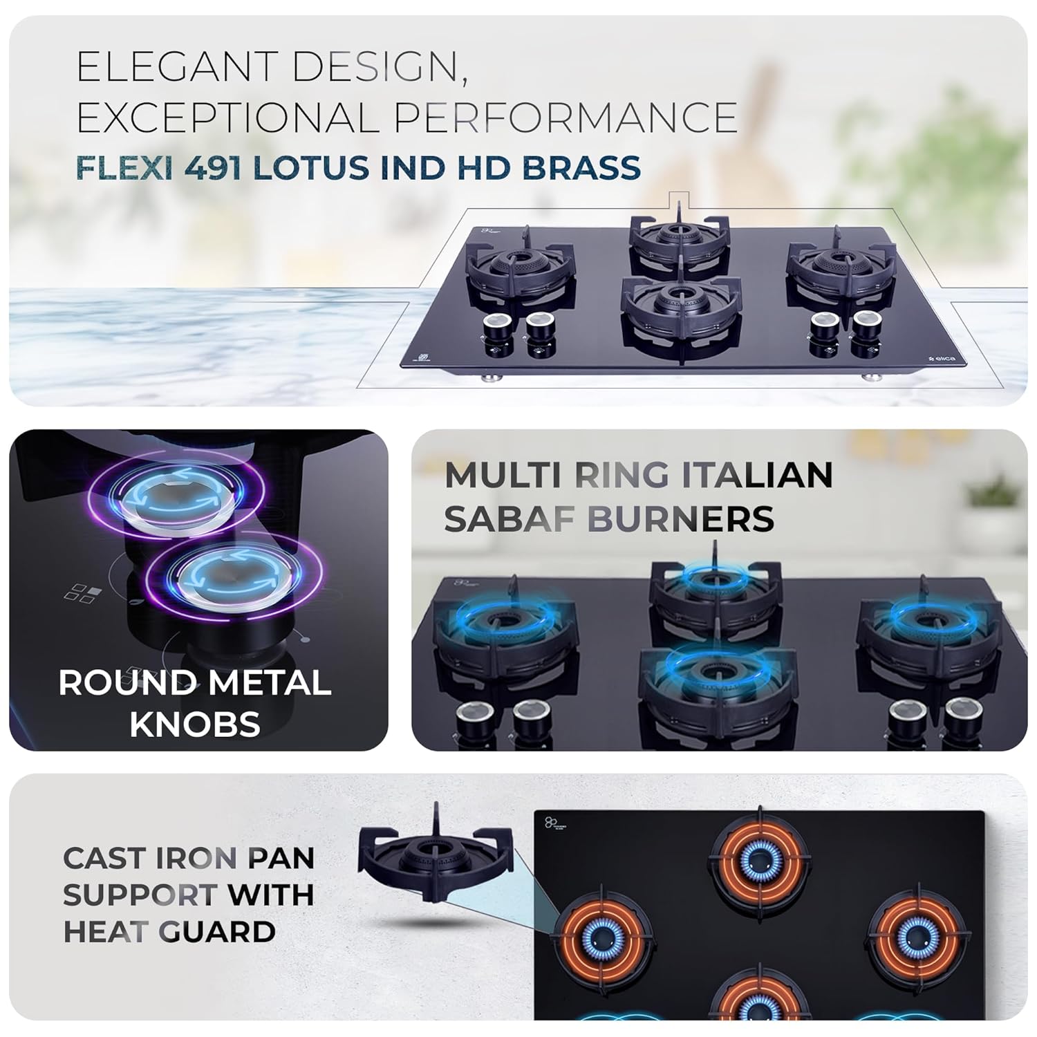 Elica Matt Crown Flexi 491 Lotus Ind Hd Brass