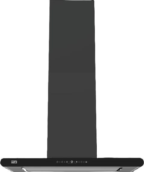Core Island Chimney ATHENA 90cm Black Filterless | 1800m3 Suction